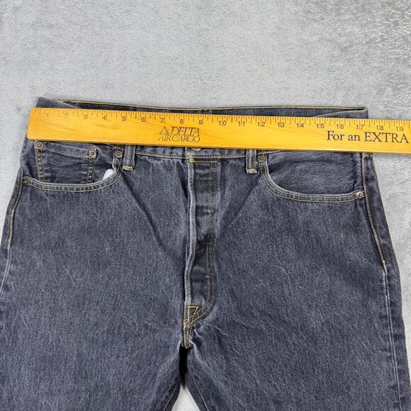 LEVIS 501xx Mens Regular Straight Leg Button Fly Denim Jeans Grunge Faded Black - Picture 7 of 8
